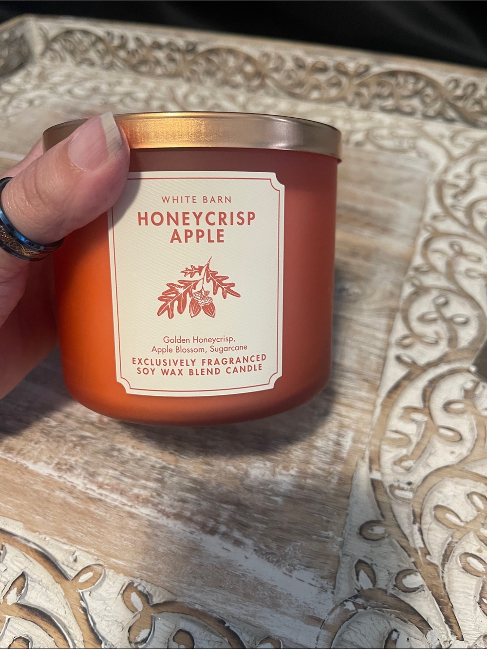 White Barn Honeycrisp Apple Candle - Orange with Gold Lid